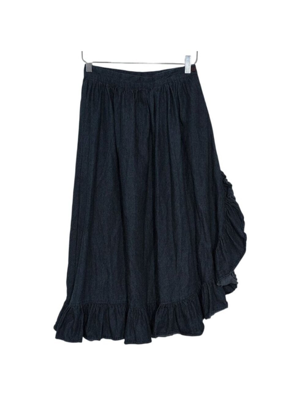 Vintage Hunters Run Ruffled Skirt Womens Size 10 Blue Asymmetrical Boho Western